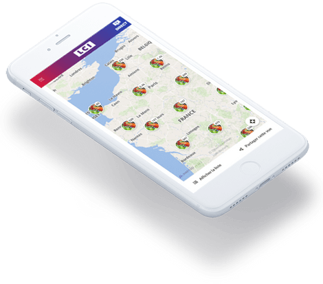 mobiles with Wemap map and pinpoints