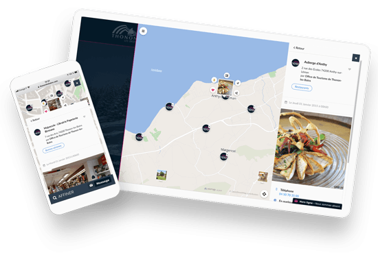 mobile and iPad view in detailed open pinpoint on Wemap map