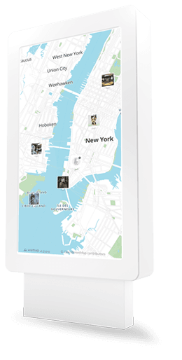 Outdoor interactive screen with Wemap map